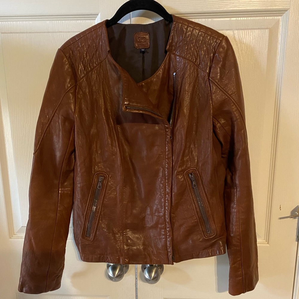 Brown Leather Moto~Biker Jacket